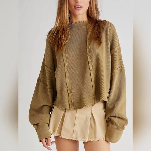 Free People Ellie Super Over Sized Therma Sweaterl - Picture 1 of 5